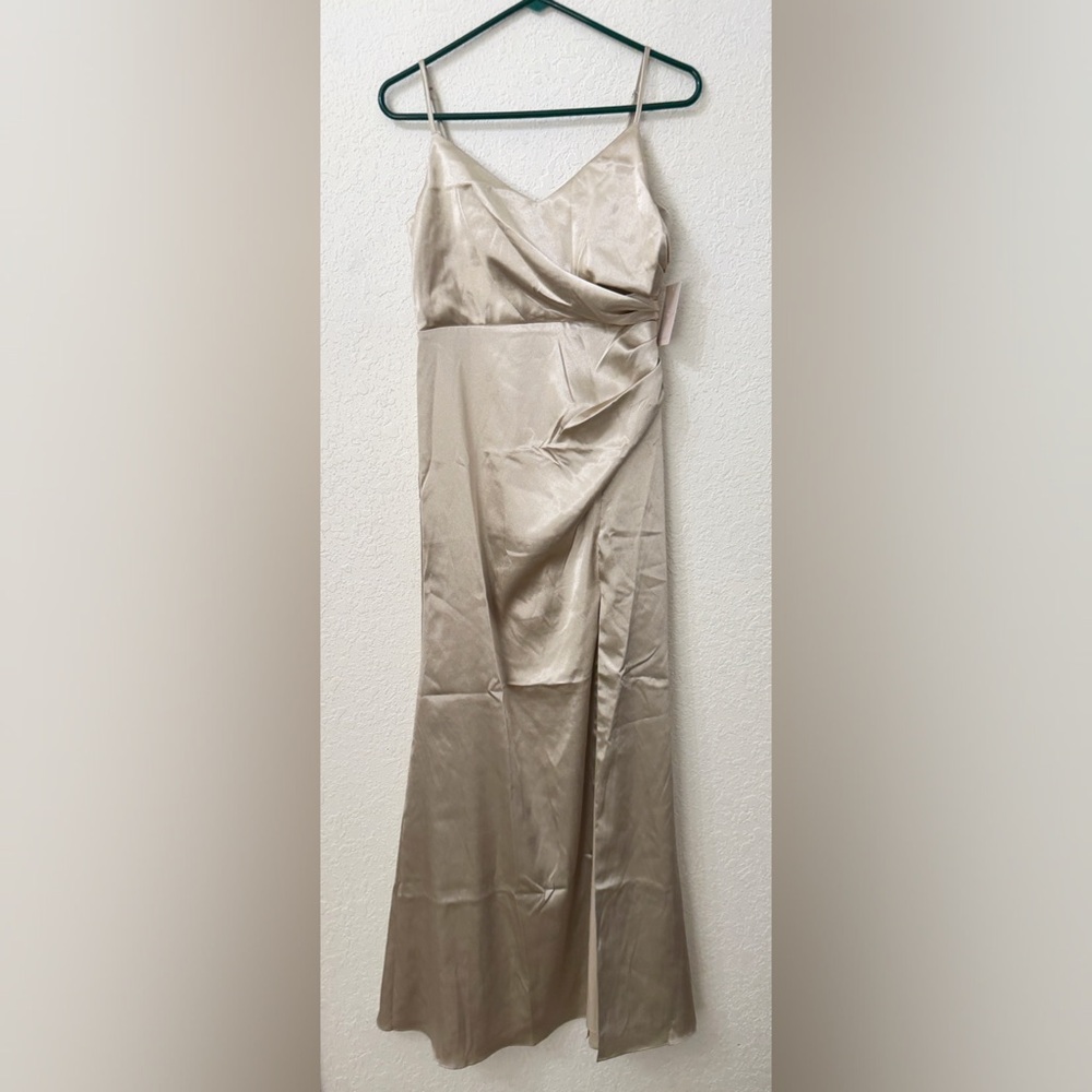 Birdy Grey Catherine Shiny Neutral Champagne Maxi Dress - S